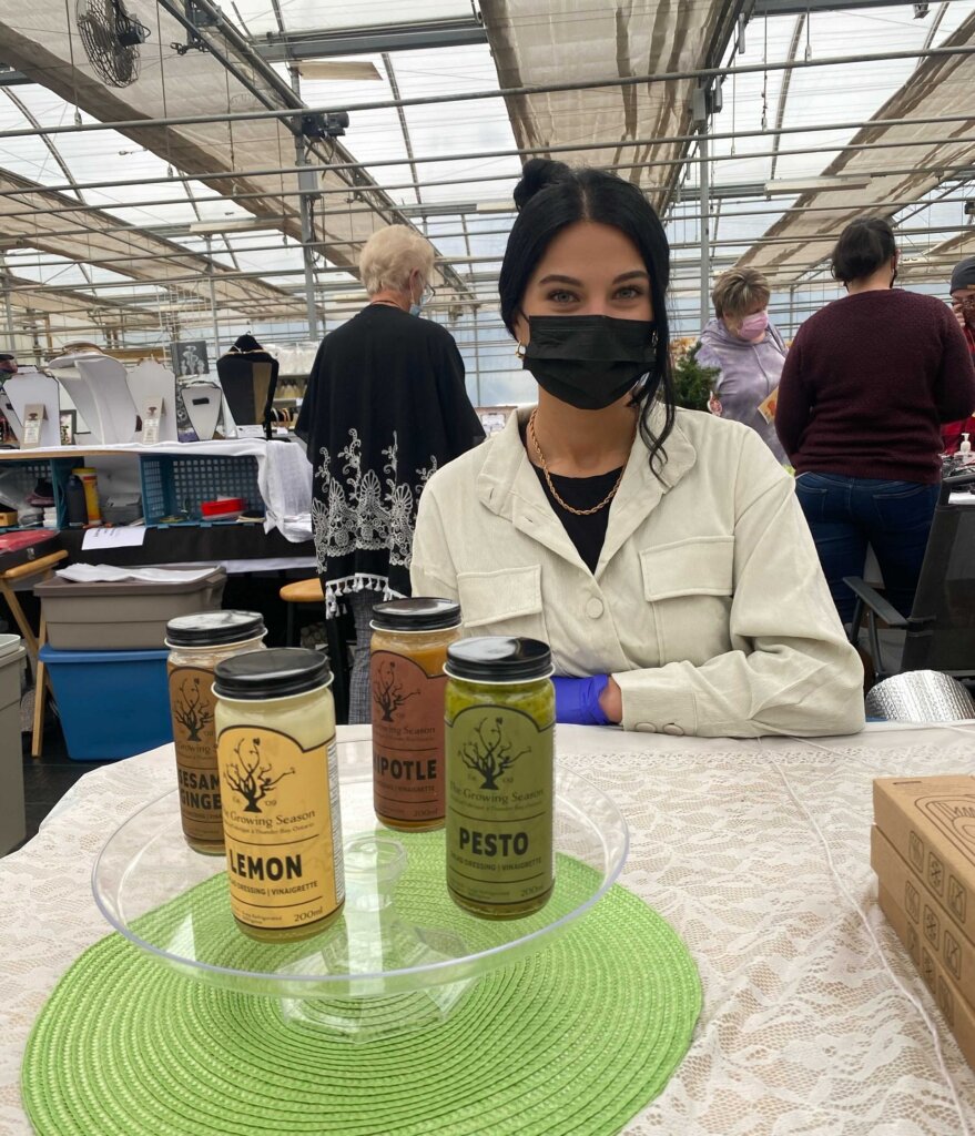 Danielle Veneruzzo, Rebel Salad, with their salad dressings.